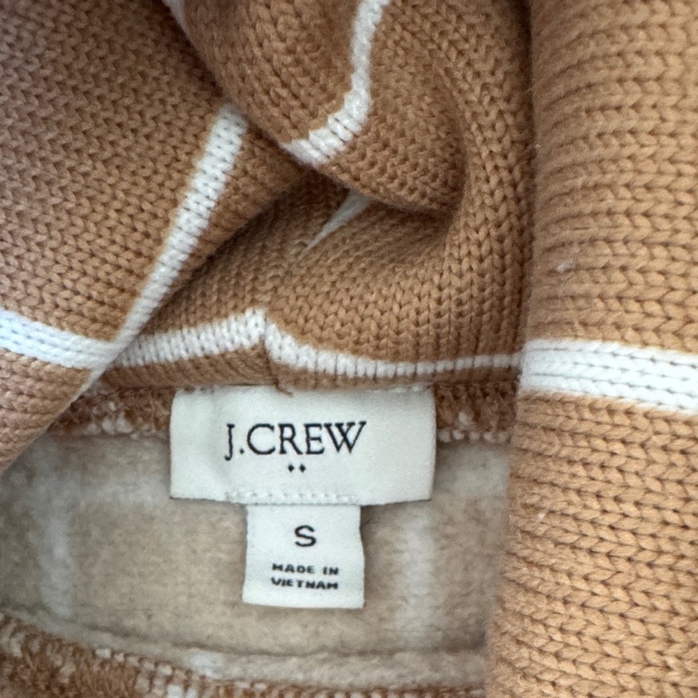 J. Crew Tan Turtleneck Sweater with White Grid - Picture 2 of 7